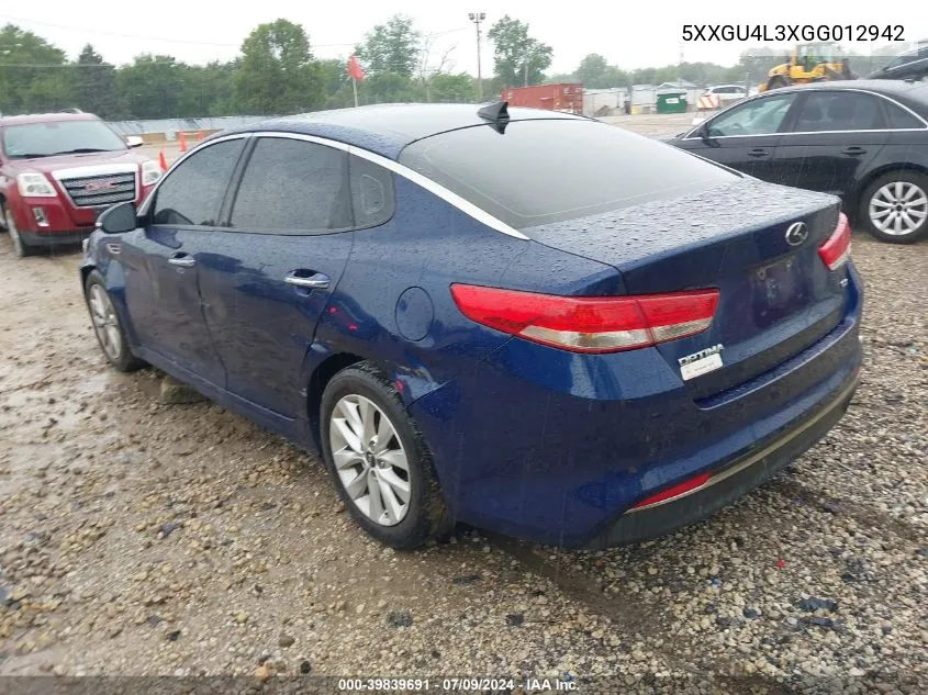 2016 Kia Optima Ex VIN: 5XXGU4L3XGG012942 Lot: 39839691