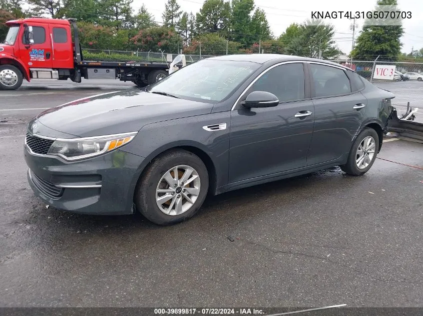 KNAGT4L31G5070703 2016 Kia Optima Lx