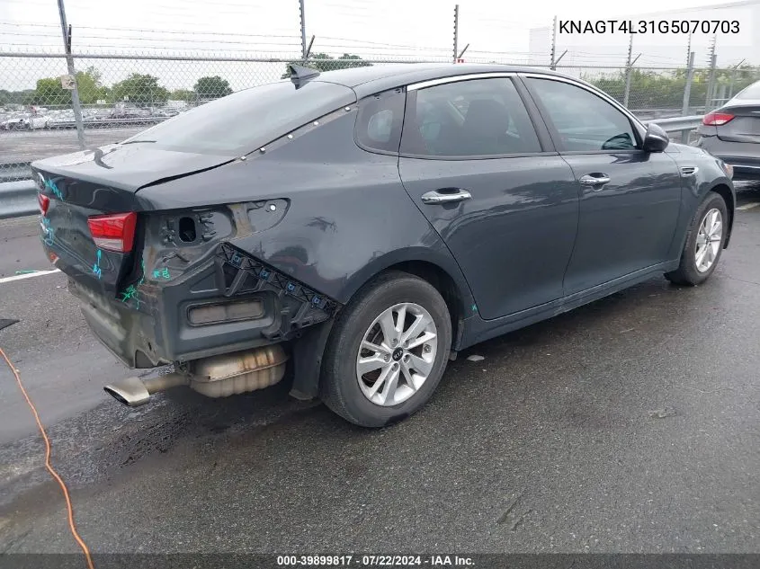 KNAGT4L31G5070703 2016 Kia Optima Lx