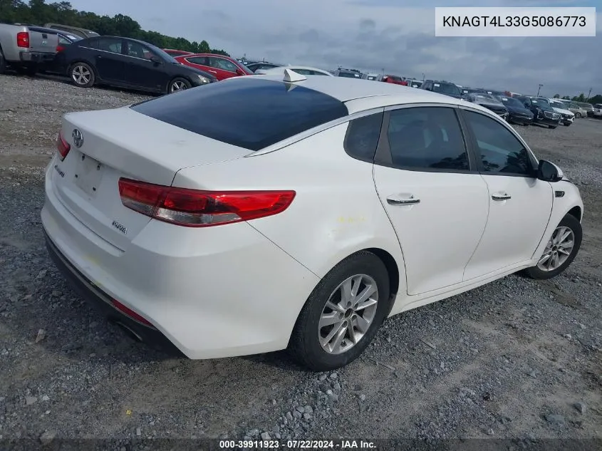 2016 Kia Optima Lx VIN: KNAGT4L33G5086773 Lot: 39911923