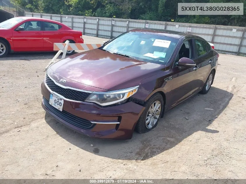 2016 Kia Optima Lx VIN: 5XXGT4L38GG028365 Lot: 39912879