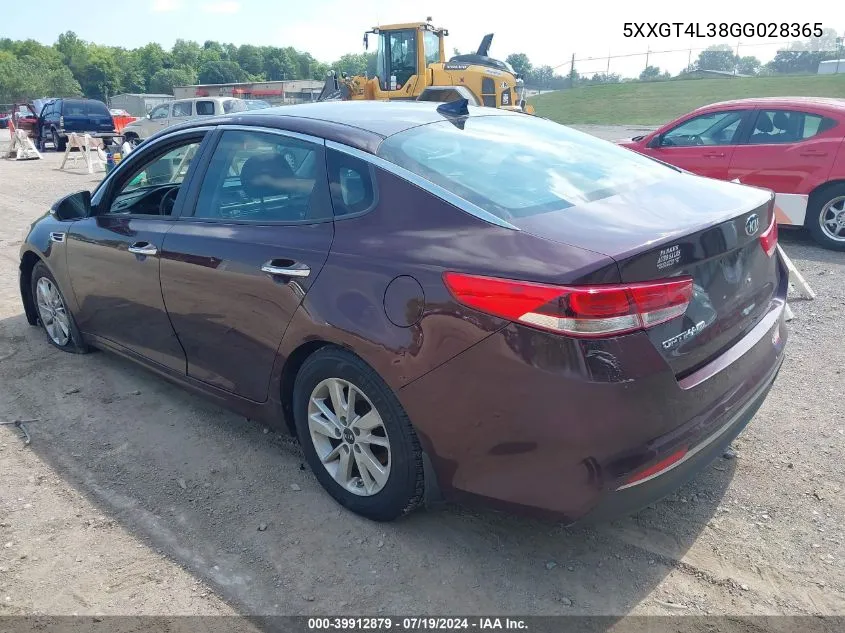 5XXGT4L38GG028365 2016 Kia Optima Lx