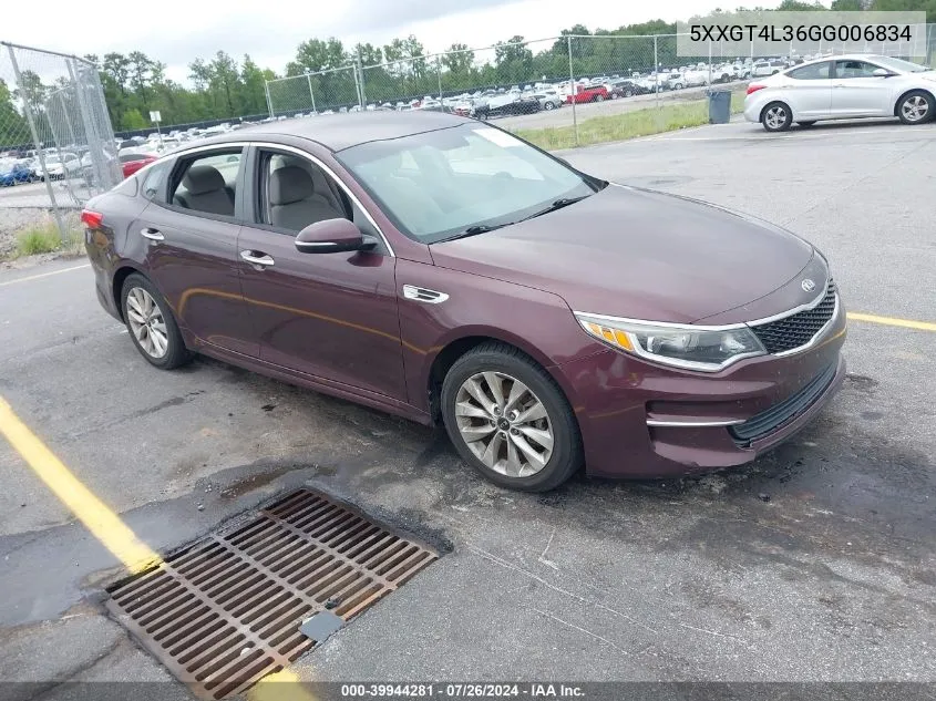 5XXGT4L36GG006834 2016 Kia Optima Lx