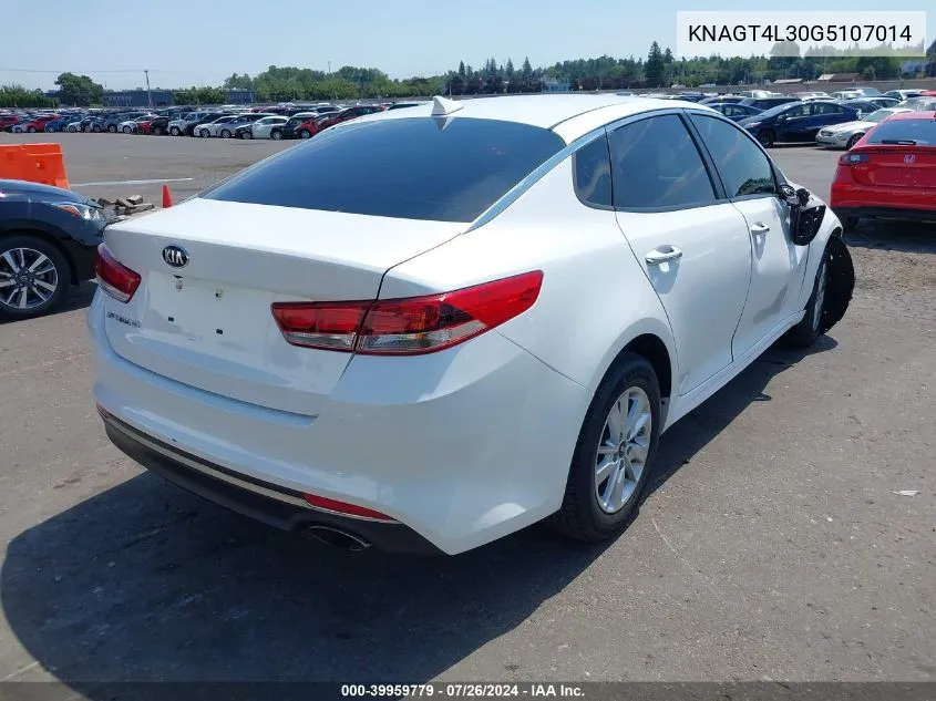 2016 Kia Optima Lx VIN: KNAGT4L30G5107014 Lot: 39959779