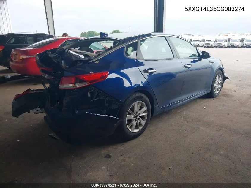 5XXGT4L35GG083274 2016 Kia Optima Lx