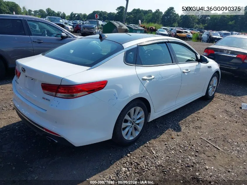 5XXGU4L36GG090375 2016 Kia Optima Ex