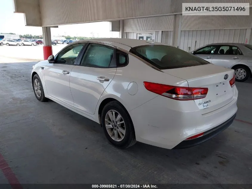 2016 Kia Optima Lx VIN: KNAGT4L35G5071496 Lot: 39985821