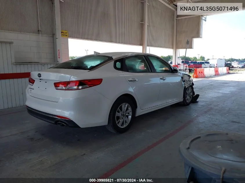 2016 Kia Optima Lx VIN: KNAGT4L35G5071496 Lot: 39985821