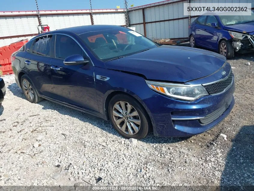 2016 Kia Optima Lx VIN: 5XXGT4L34GG002362 Lot: 40011235