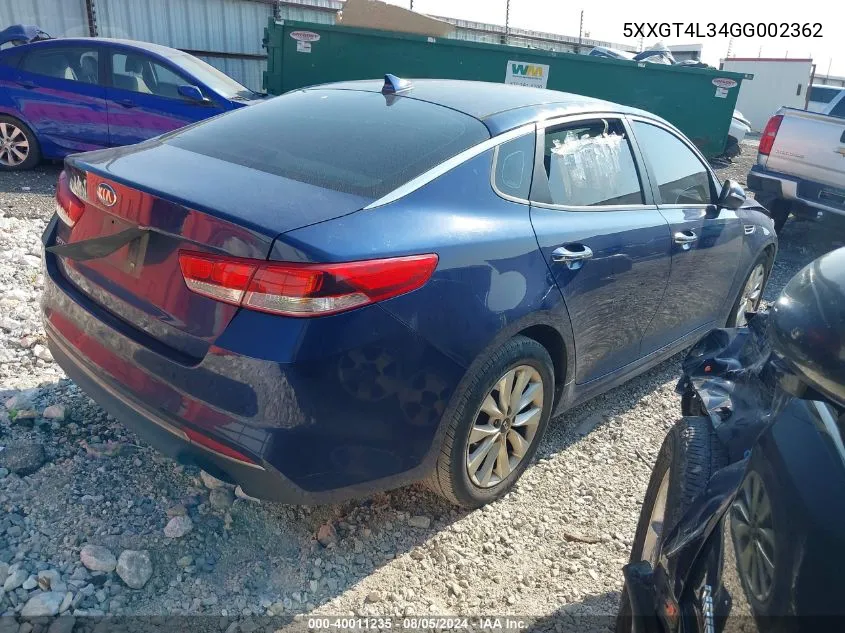 5XXGT4L34GG002362 2016 Kia Optima Lx