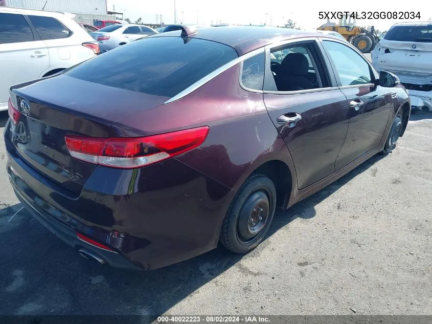 2016 Kia Optima Lx VIN: 5XXGT4L32GG082034 Lot: 40022223