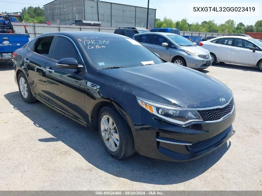 2016 Kia Optima Lx VIN: 5XXGT4L32GG023419 Lot: 40026460