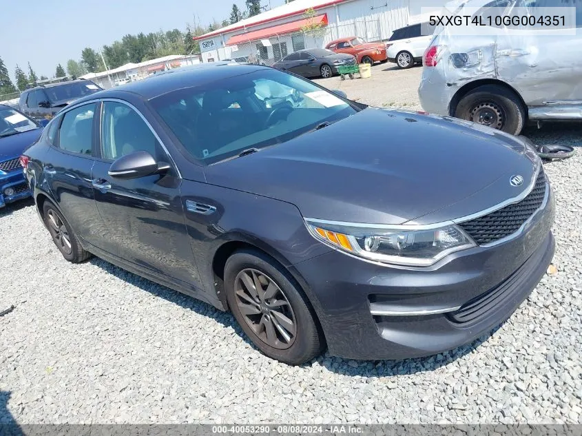 5XXGT4L10GG004351 2016 Kia Optima Lx Turbo