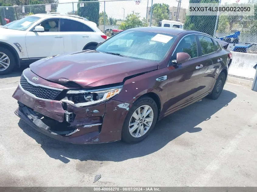 2016 Kia Optima Lx VIN: 5XXGT4L38GG022050 Lot: 40055270