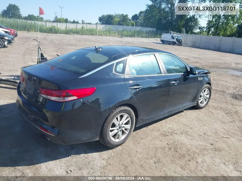 2016 Kia Optima Lx VIN: 5XXGT4L3XGG118701 Lot: 40059796