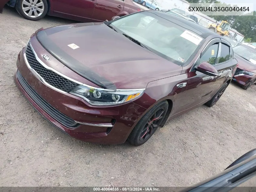 2016 Kia Optima Ex VIN: 5XXGU4L35GG040454 Lot: 40064035