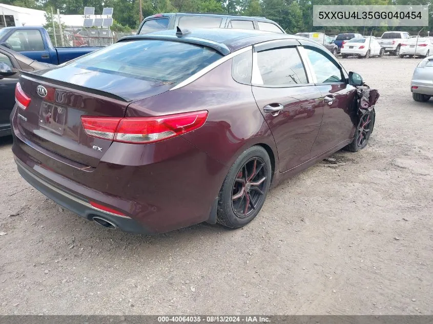 2016 Kia Optima Ex VIN: 5XXGU4L35GG040454 Lot: 40064035