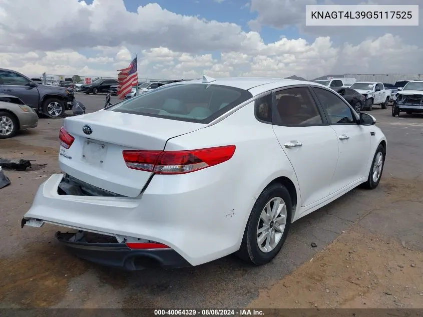 KNAGT4L39G5117525 2016 Kia Optima Lx