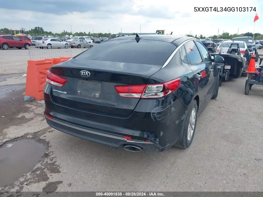 2016 Kia Optima Lx VIN: 5XXGT4L34GG103174 Lot: 40091838