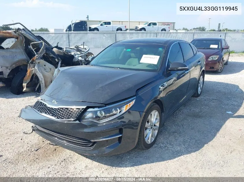 5XXGU4L33GG119945 2016 Kia Optima Ex