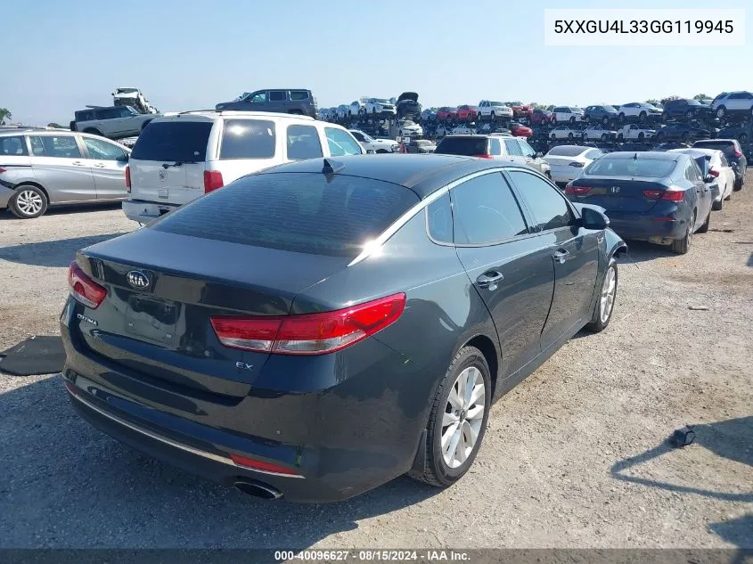 2016 Kia Optima Ex VIN: 5XXGU4L33GG119945 Lot: 40096627