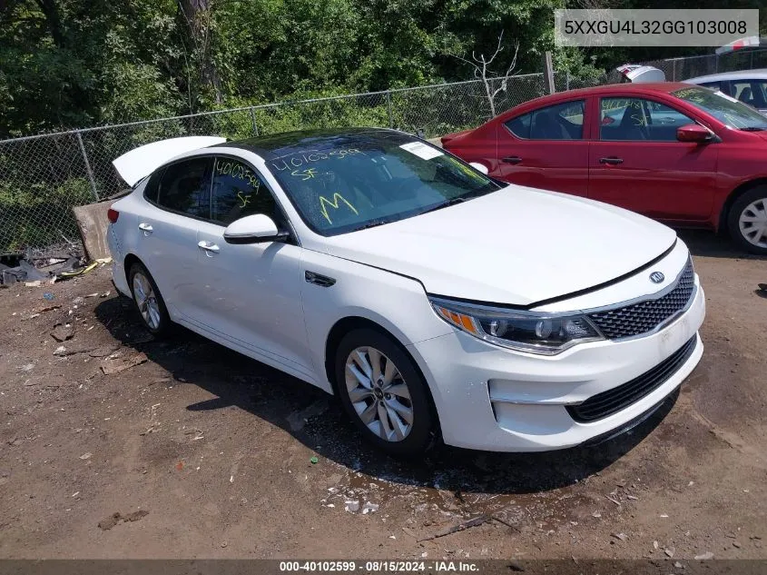 5XXGU4L32GG103008 2016 Kia Optima Ex