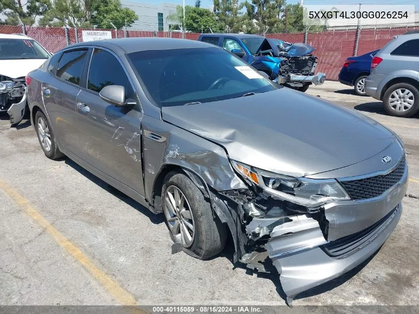 2016 Kia Optima Lx VIN: 5XXGT4L30GG026254 Lot: 40115059