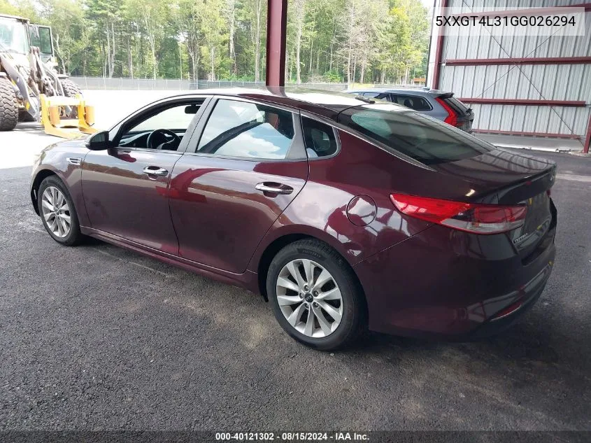 5XXGT4L31GG026294 2016 Kia Optima Lx