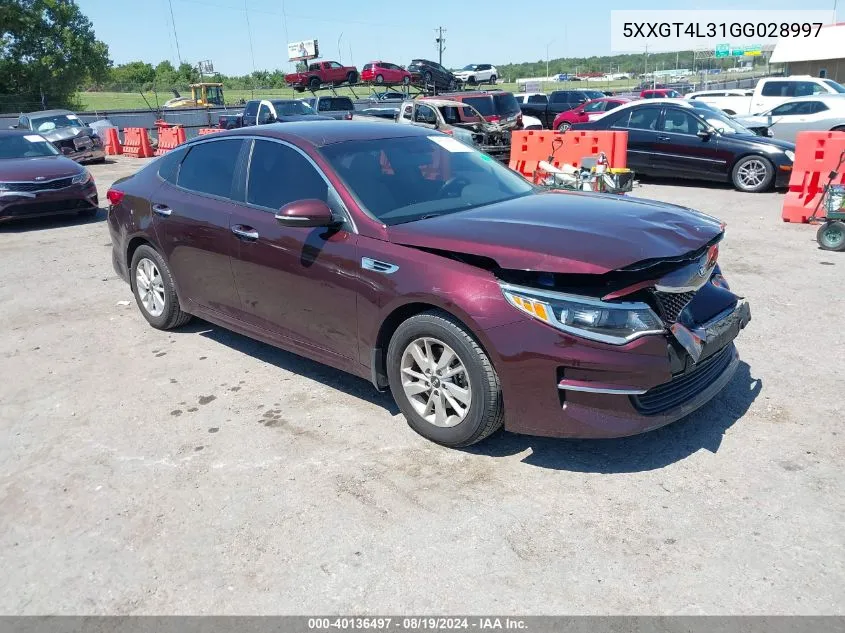 5XXGT4L31GG028997 2016 Kia Optima Lx