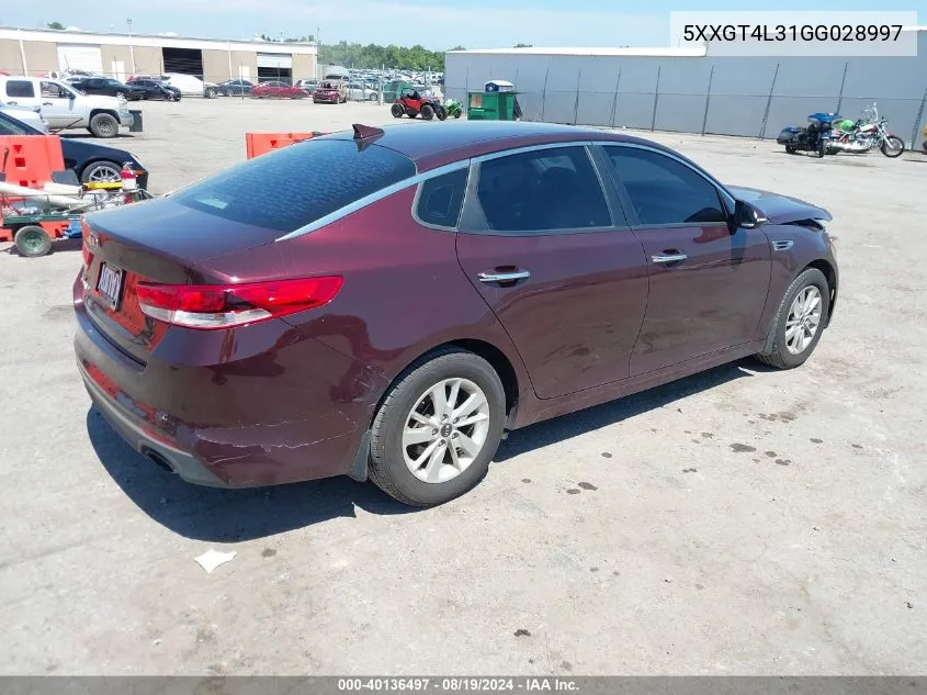 5XXGT4L31GG028997 2016 Kia Optima Lx