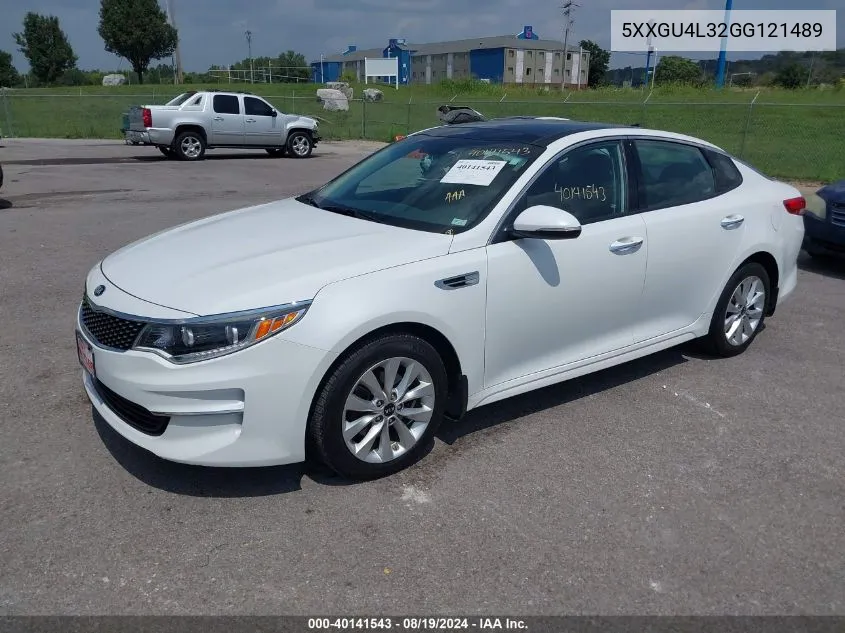 2016 Kia Optima Ex VIN: 5XXGU4L32GG121489 Lot: 40141543