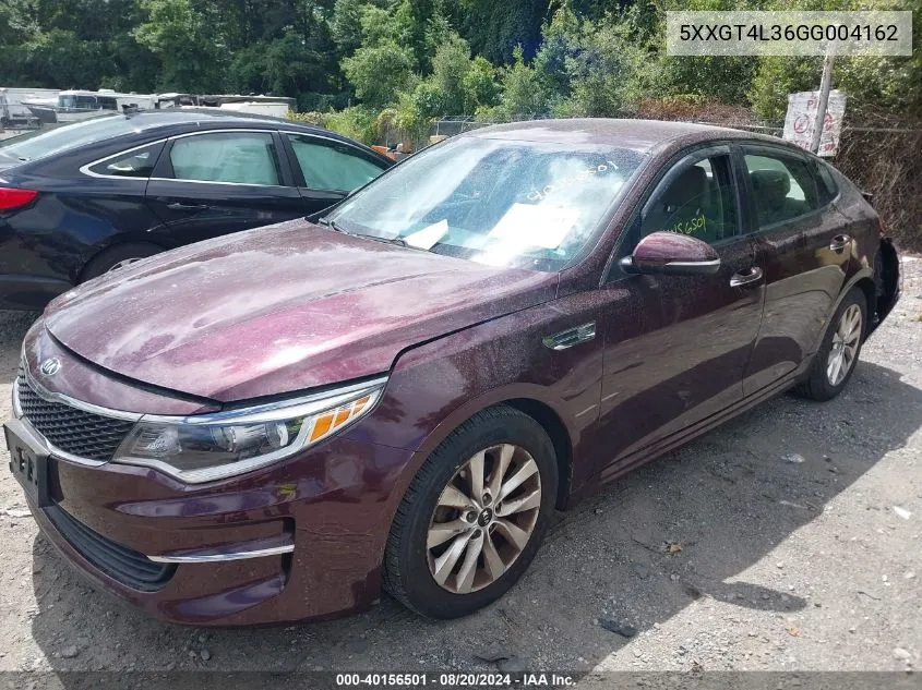 2016 Kia Optima Lx VIN: 5XXGT4L36GG004162 Lot: 40156501