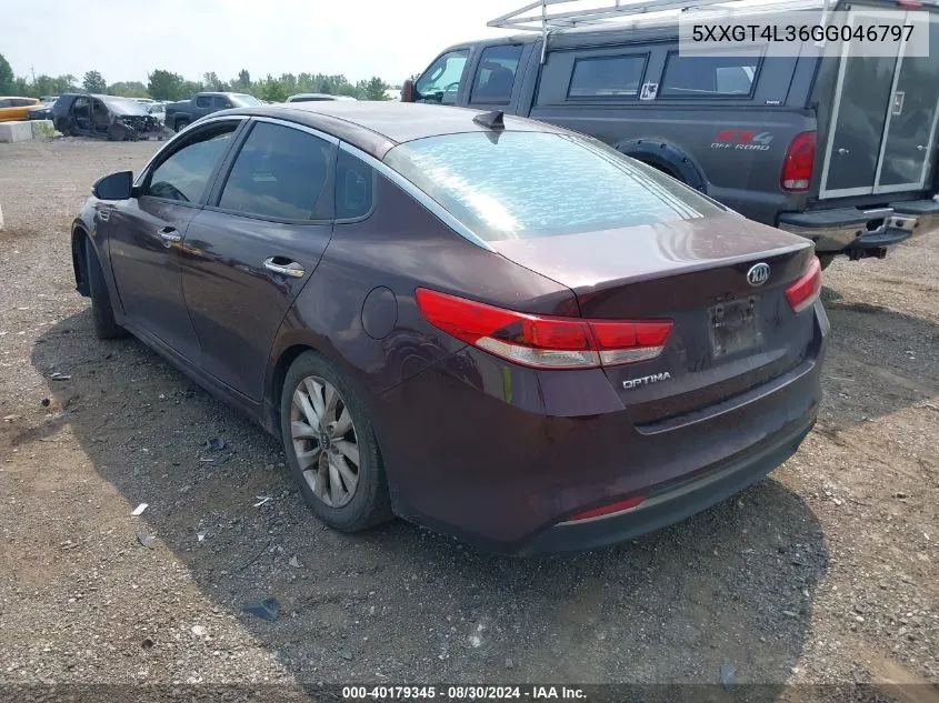 2016 Kia Optima Lx VIN: 5XXGT4L36GG046797 Lot: 40179345