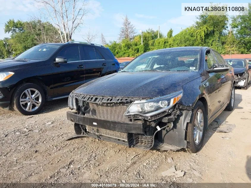 2016 Kia Optima Lx VIN: KNAGT4L38G5110808 Lot: 40185079