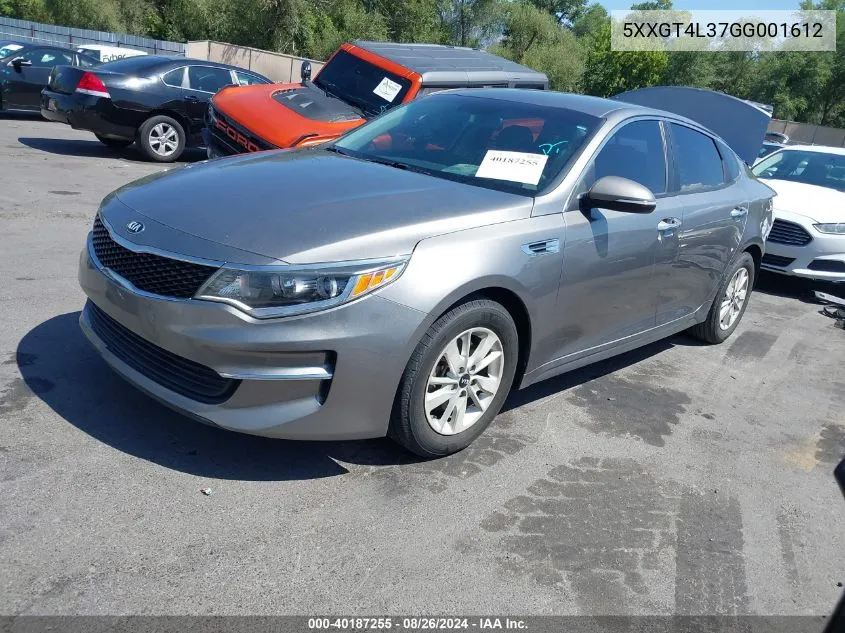 2016 Kia Optima Lx VIN: 5XXGT4L37GG001612 Lot: 40187255