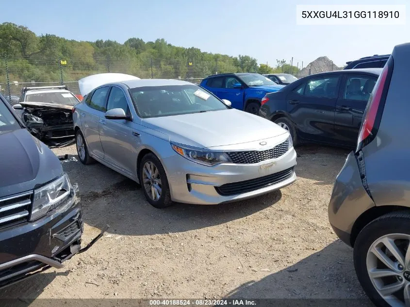 5XXGU4L31GG118910 2016 Kia Optima Ex