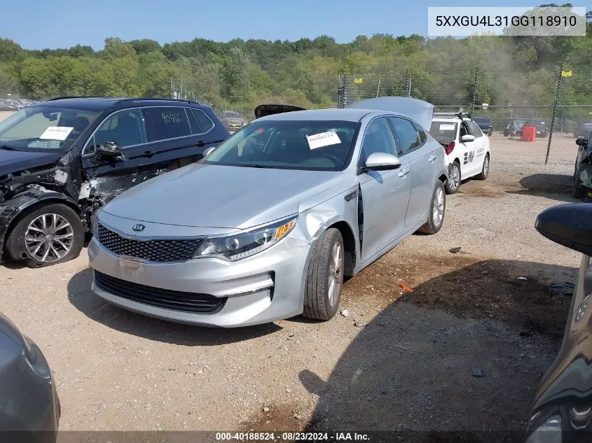 2016 Kia Optima Ex VIN: 5XXGU4L31GG118910 Lot: 40188524