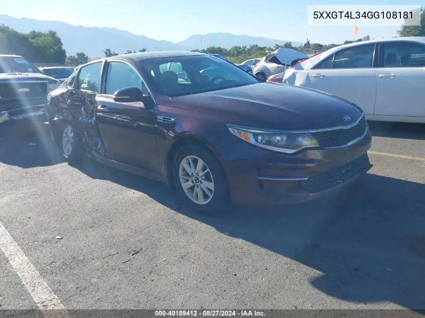 5XXGT4L34GG108181 2016 Kia Optima Lx