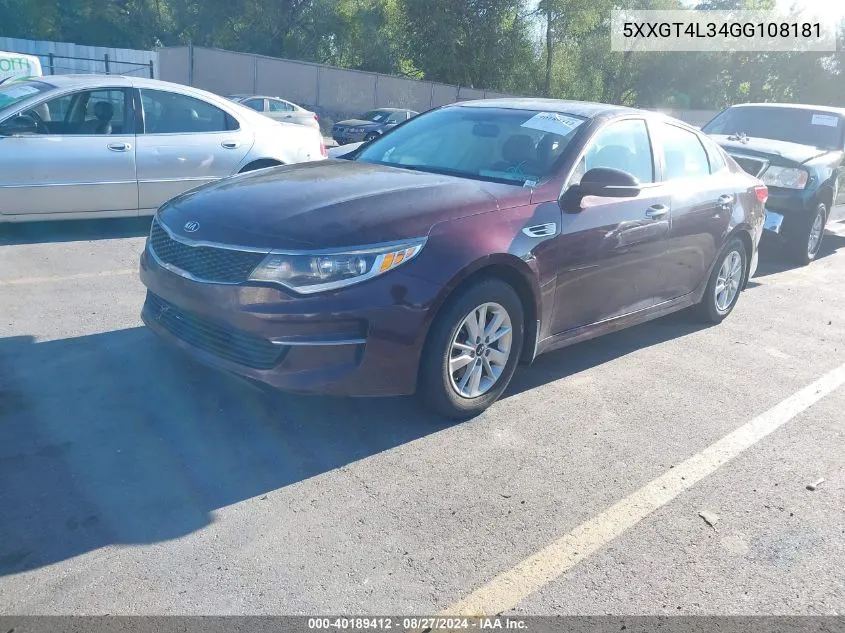 5XXGT4L34GG108181 2016 Kia Optima Lx