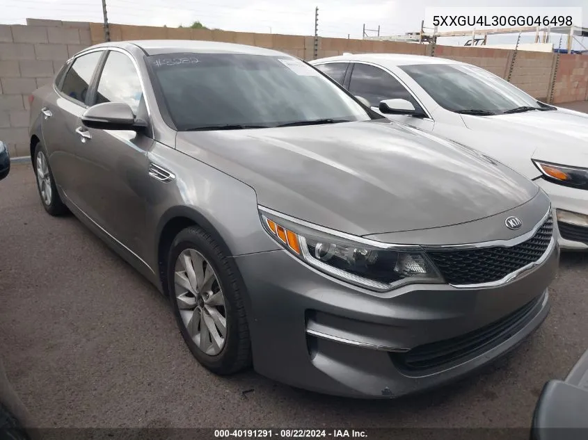 2016 Kia Optima Ex VIN: 5XXGU4L30GG046498 Lot: 40191291