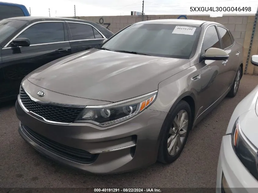 2016 Kia Optima Ex VIN: 5XXGU4L30GG046498 Lot: 40191291