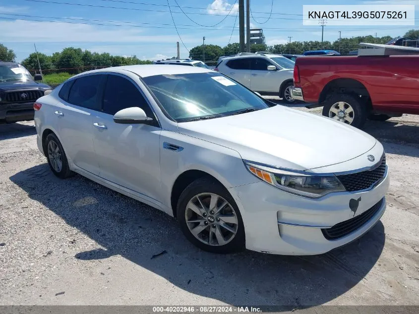 2016 Kia Optima Lx VIN: KNAGT4L39G5075261 Lot: 40202946