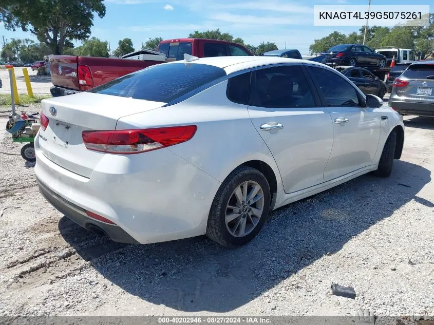 KNAGT4L39G5075261 2016 Kia Optima Lx