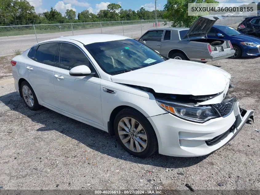 2016 Kia Optima Ex VIN: 5XXGU4L36GG018155 Lot: 40205613