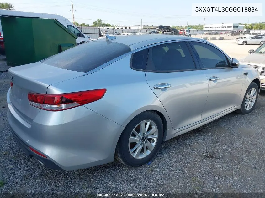 2016 Kia Optima Lx VIN: 5XXGT4L30GG018834 Lot: 40211357