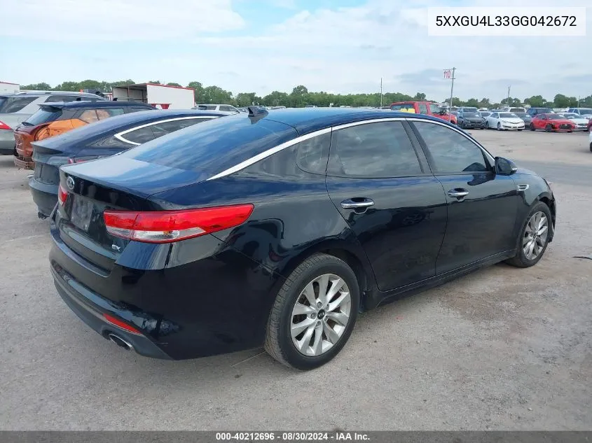 5XXGU4L33GG042672 2016 Kia Optima Ex