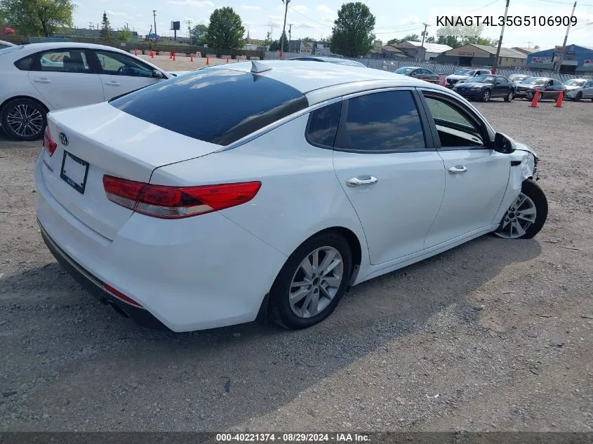 2016 Kia Optima Lx VIN: KNAGT4L35G5106909 Lot: 40221374