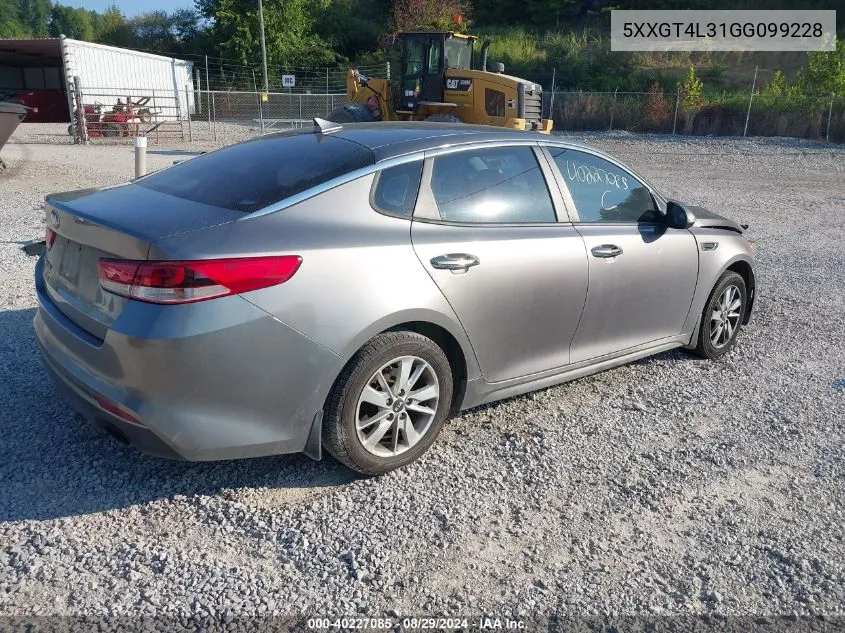 2016 Kia Optima Lx VIN: 5XXGT4L31GG099228 Lot: 40227085