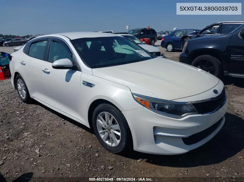 5XXGT4L38GG038703 2016 Kia Optima Lx