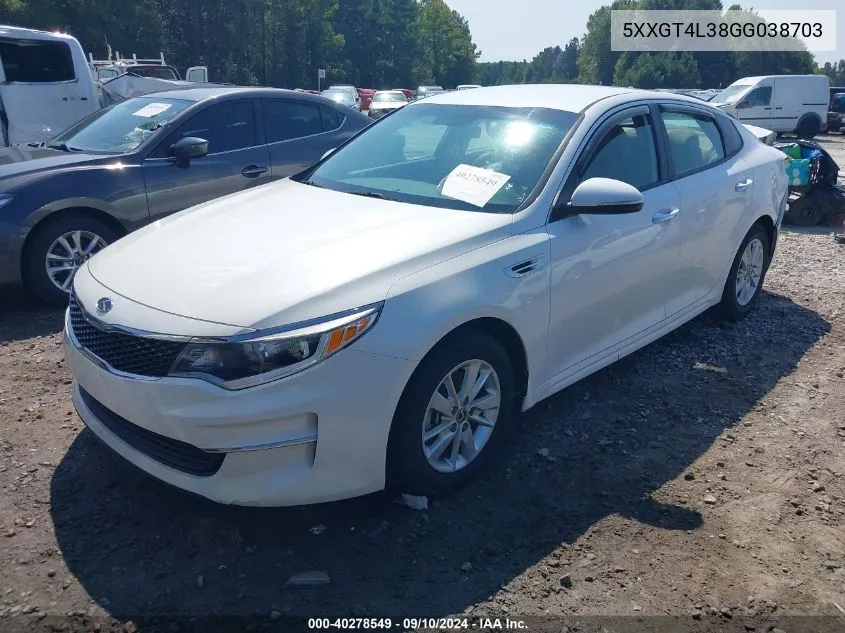 2016 Kia Optima Lx VIN: 5XXGT4L38GG038703 Lot: 40278549